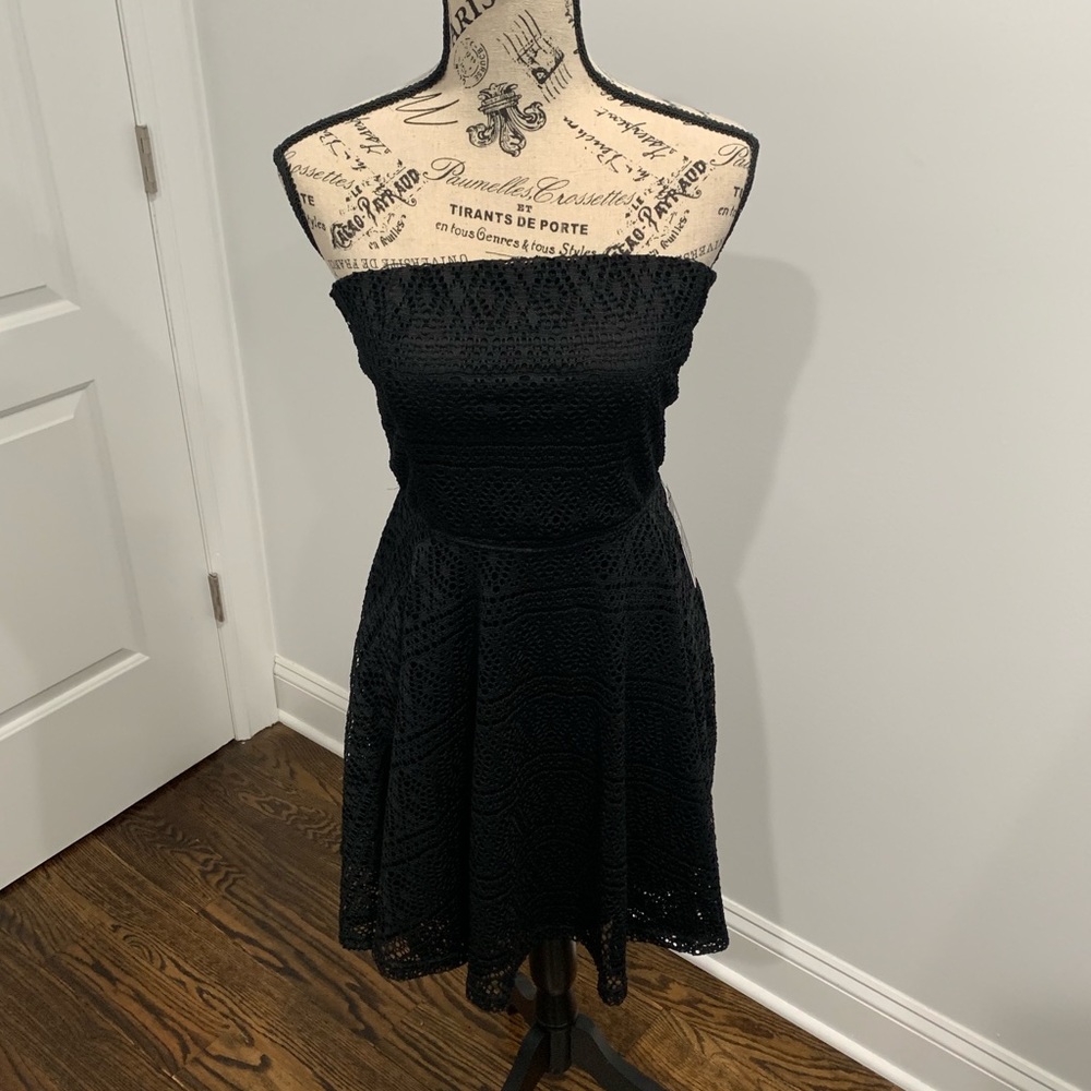 EXPRESS Lacy Tube Dress (Black) (Medium)
